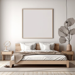 Canvas mockup on top of a bed