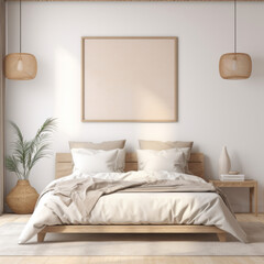 Canvas mockup on top of a bed