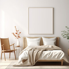 Canvas mockup on top of a bed