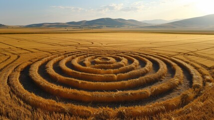 A large field with a spiral design in the middle of it, AI