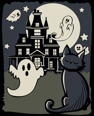 Retro style horror cartoon art - Vector illustration