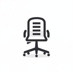 Simplified office chair icon, geometric shapes, monochrome palette, vector style