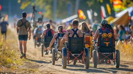 A group of individuals are riding bicycles down a dusty dirt road, kicking up clouds of dust as they pedal along.