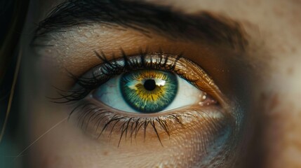 Close-up Shot of Green Human Eye