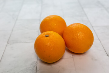 fresh orange isolated on white background, close-up, front view, top view,