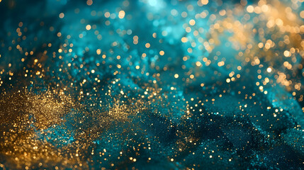 Turquoise and gold glitter background design