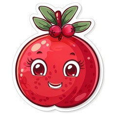 Obraz premium A cute, kawaii sticker of Pomegranate , clipart, isolated on white background