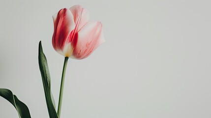 A close up of a picturesque pink tulip set against a white backdrop capturing the essence of Women s Day celebrations