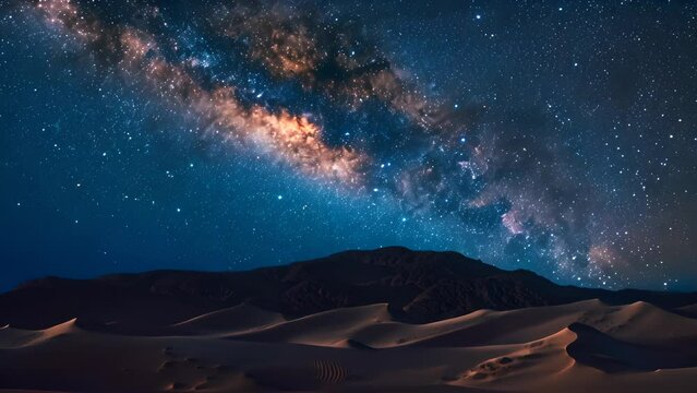 A beautiful night sky with a large milky white cloud in the middle. The sky is filled with stars and the clouds are scattered throughout the sky