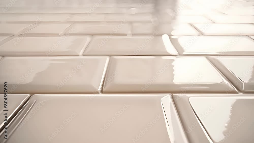 Poster a white tile floor with a shiny, reflective surface. the tiles are square and arranged in a pattern