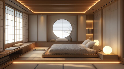 A simple room featuring a bed placed near a window, allowing natural light to illuminate the space.