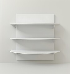 3D render of a white shelf with shelves on one side