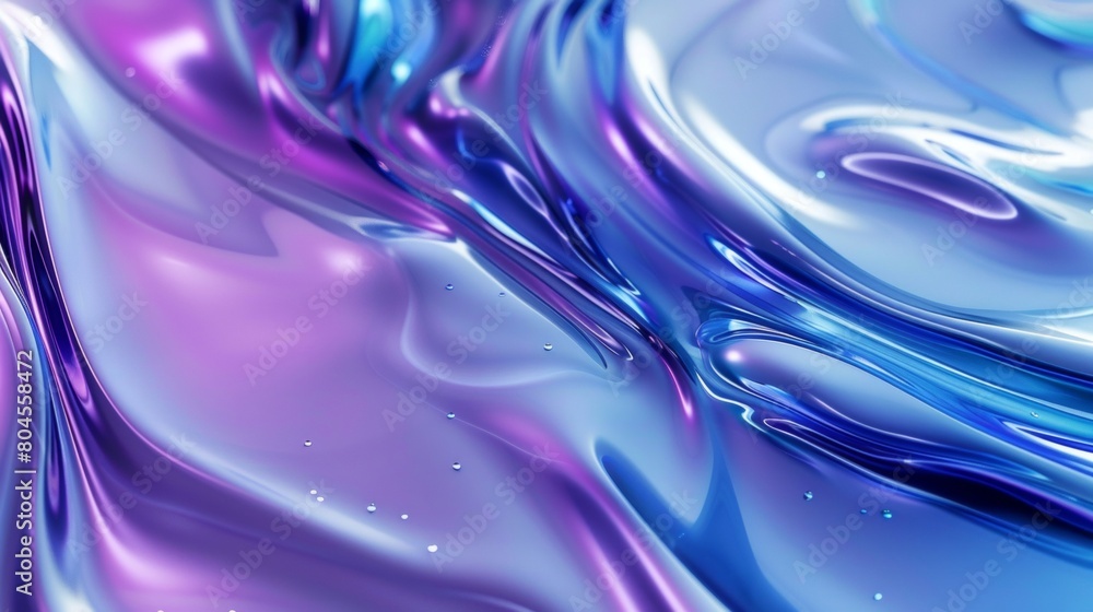 Aufkleber 3d render of an abstract background with blue and purple colors, close up macro view of liquid flowi