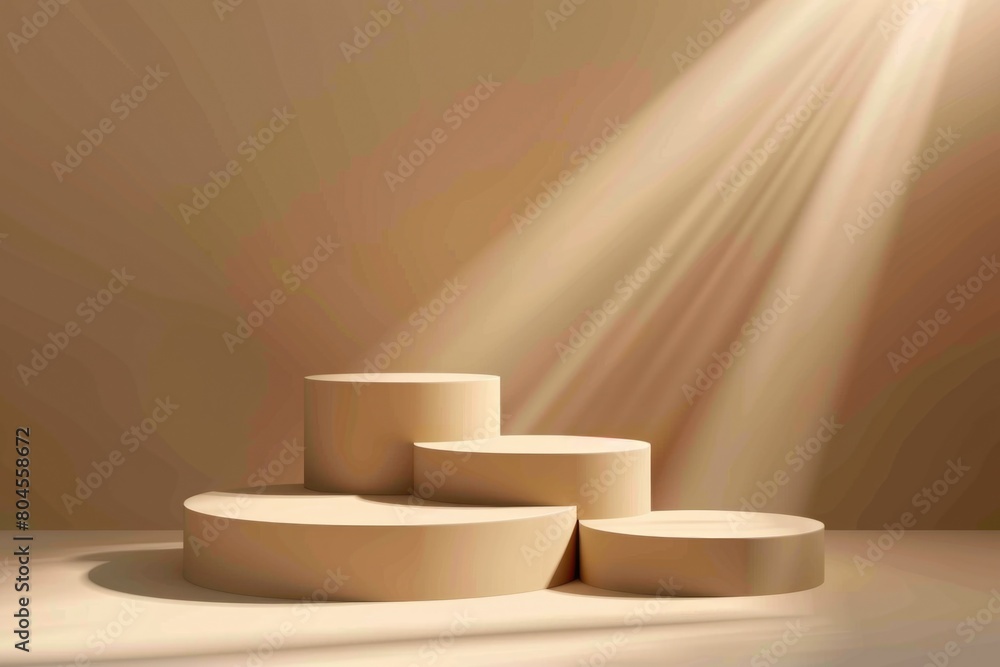 Poster a group of three pedestals in a room. suitable for interior design concepts
