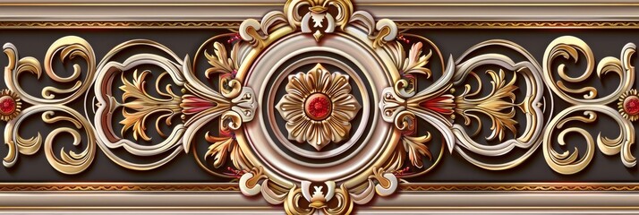 Lavish antique baroque, barocco ornate marble ceiling frame non linear reformation design. elaborate ceiling with intricate accents depicting classic elegance and architectural beauty - obrazy, fototapety, plakaty