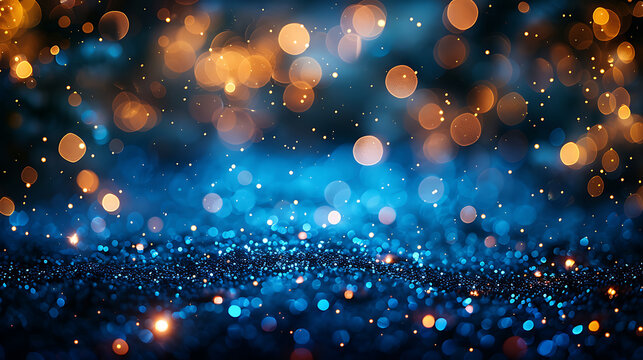 Blue boken background, glowing lights