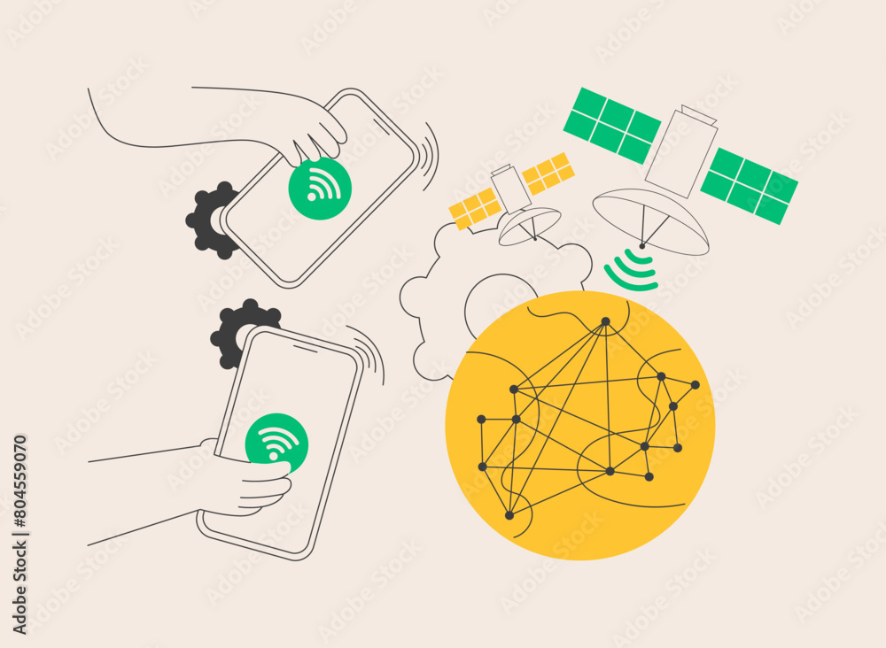Aufkleber global web connection abstract concept vector illustration.