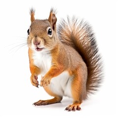 Red squirrel on white background