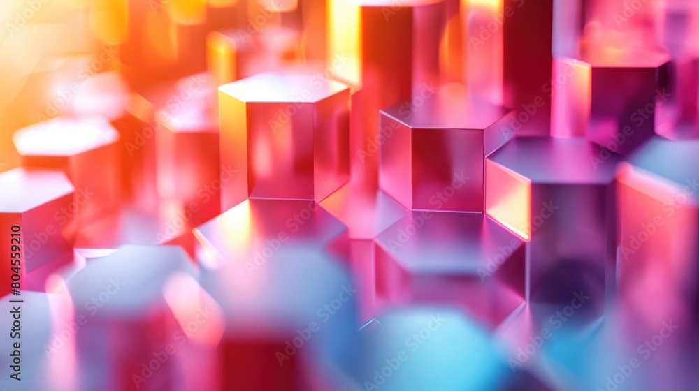 Aufkleber a close up of a colorful geometric pattern with a blurred background