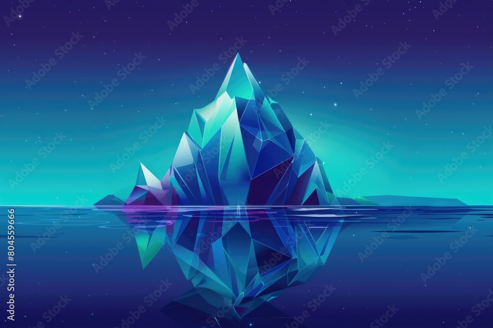 Aufkleber an iceberg floating on top of a body of water. ideal for environmental or climate change concepts