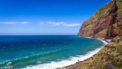 rocky beach and the Atlantic Ocean, from Madeira island