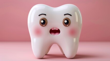 In flat design, a missing tooth dental cartoon character.