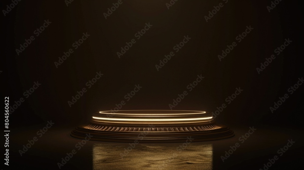 Poster A mysterious scene with a circular light on the floor. Ideal for adding an eerie or dramatic touch to your projects