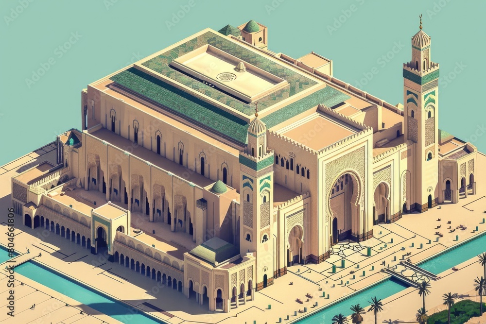 Aufkleber A large building with a pool in front of it. Suitable for real estate and architecture concepts