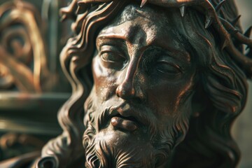 Statue of Jesus with crown of thorns, suitable for religious themes