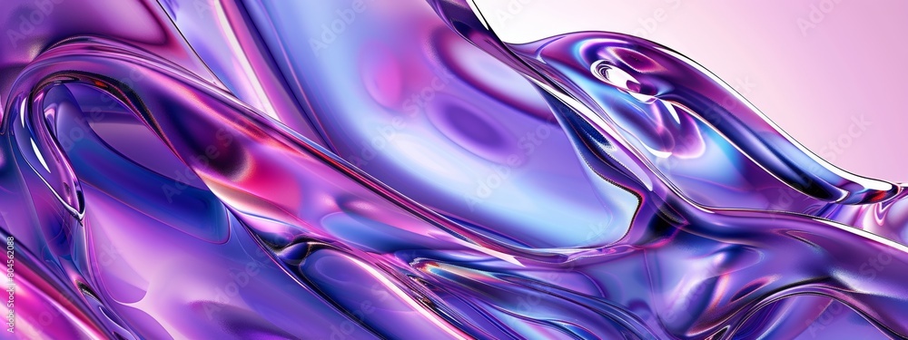 Poster 3d render of an abstract background with blue and purple colors, close up macro view of liquid flowi