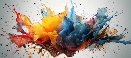 colorful watercolor ink splashes, paint 406