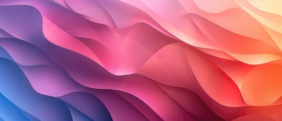 A 3D rendering of a colorful abstract landscape with soft waves and gradients.