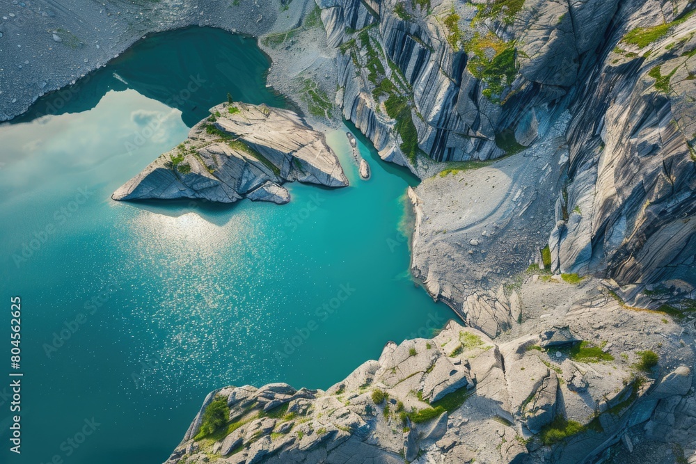 Poster aerial view of a vast body of water. suitable for various projects