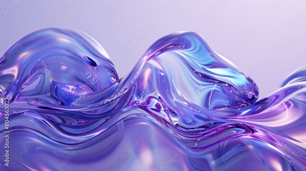 Poster 3d render of an abstract background with blue and purple colors, close up macro view of liquid flowi