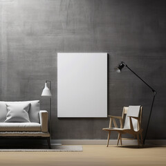 Small mockup white canvas in studio room with some deco