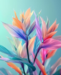 Vibrant Flower Close Up Against Blue Background