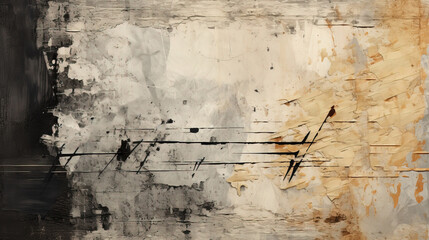 Contemporary Art of Rough Blue Sketch Painting on Old Paper White Background