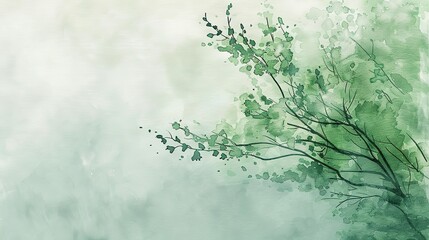 Water colour art, light green tree background  generative ai images