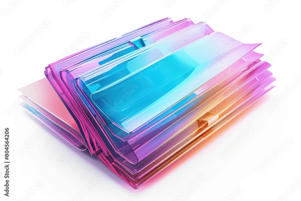 Aufkleber A stack of colored folders sitting on top of each other. Suitable for office and organization concepts