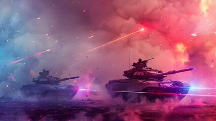 Chaos on the Battlefield: Tanks, Missiles, and Lasers. Concept Battlefield Strategy, Military Technology, Tank Warfare, Laser Weaponry, Missiles in Combat