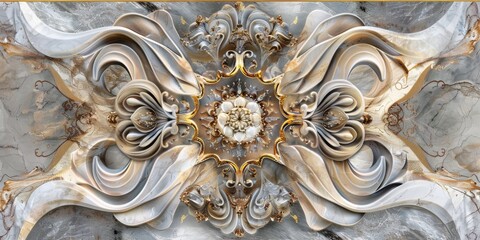 Lavish antique baroque, barocco ornate marble ceiling frame non linear reformation design. elaborate ceiling with intricate accents depicting classic elegance and architectural beauty