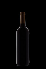 Bottle of wine with beautiful highlights on a black background