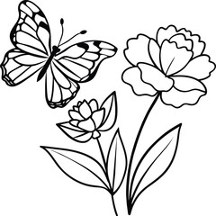 Monarch butterfly flying coloring pages. Butterfly on flower coloring pages
