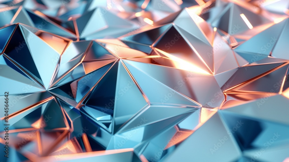 Aufkleber 3d rendering of blue and copper geometric shapes on a white background, a futuristic abstract backgr