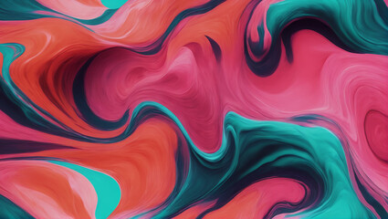 Visuals of liquid magma in shades of coral pink, cerulean blue, and emerald green, pulsating and pulsing against a plain background with subtle lighting ULTRA HD 8K - obrazy, fototapety, plakaty