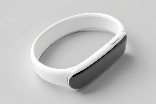 A modern white smart watch with a sleek black band. Suitable for technology concepts