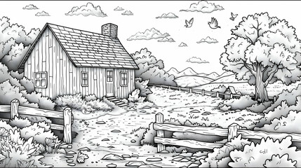 Farm, coloring page for kids