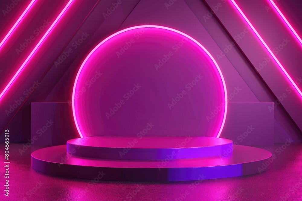 Poster a stage illuminated with a pink light. suitable for music events or performances
