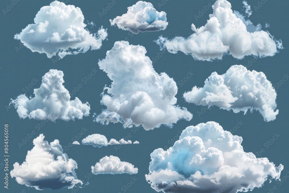 Poster A bunch of clouds floating in the air. Ideal for weather-related projects