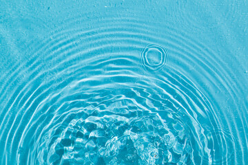 drops on water with circles on a blue background